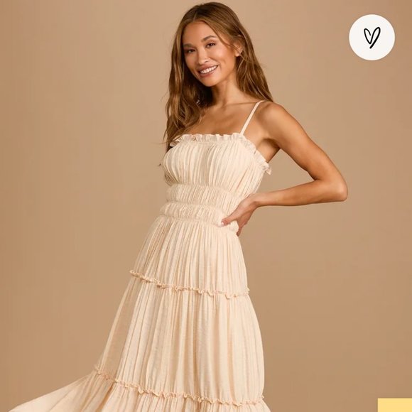 My Sweet Side Pale Blush Tiered Ruffled Maxi Dress NWT - Picture 1 of 5